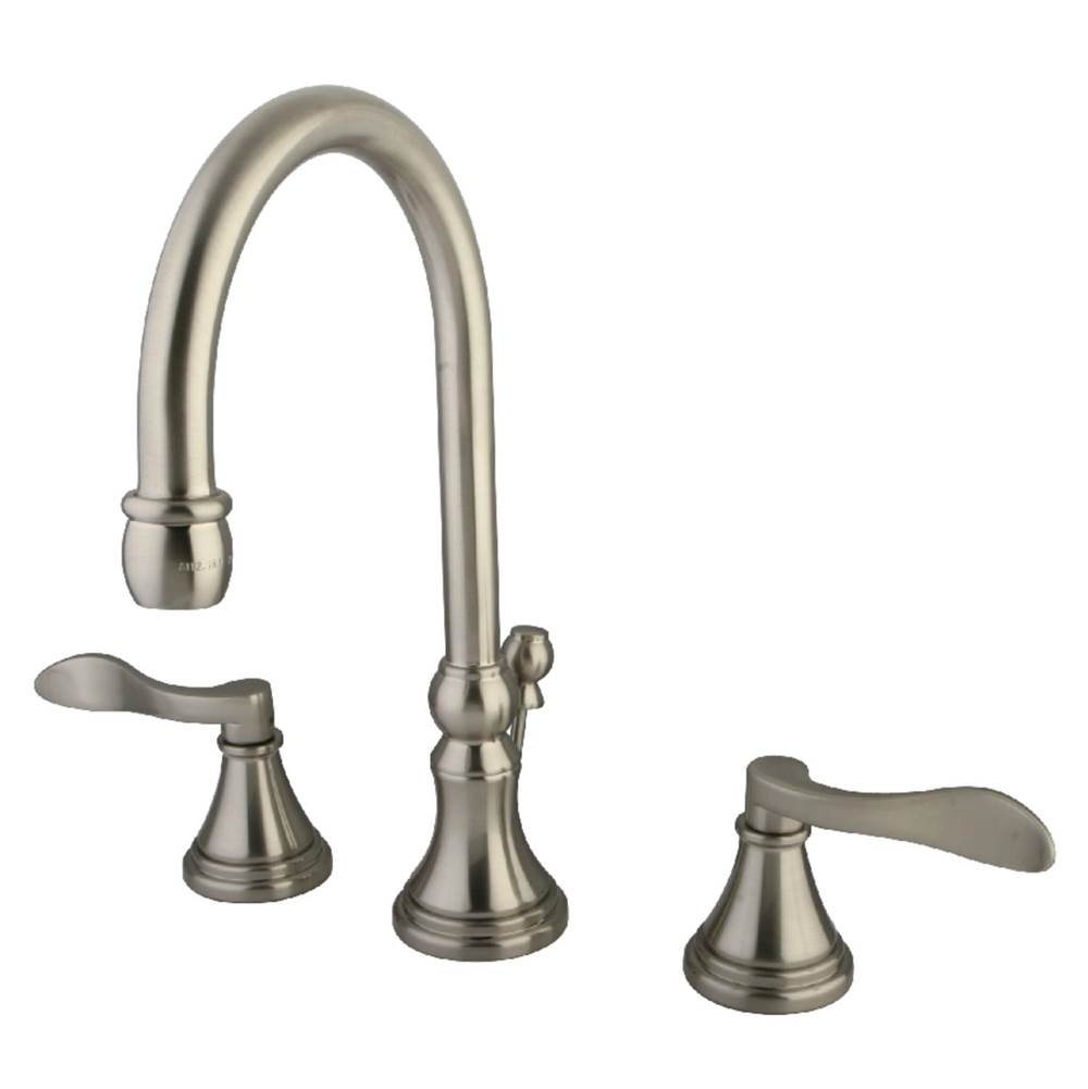 Kingston Brass NuFrench Widespread Bathroom Faucet with Brass Pop-Up, Brushed Nickel
