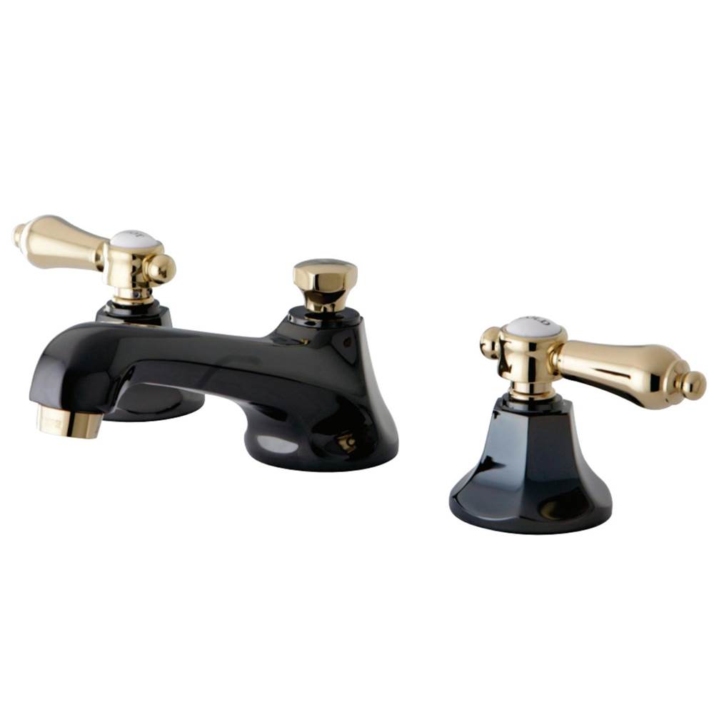 Kingston Brass Widespread Bathroom Faucet, Black Stainless Steel/Polished Brass
