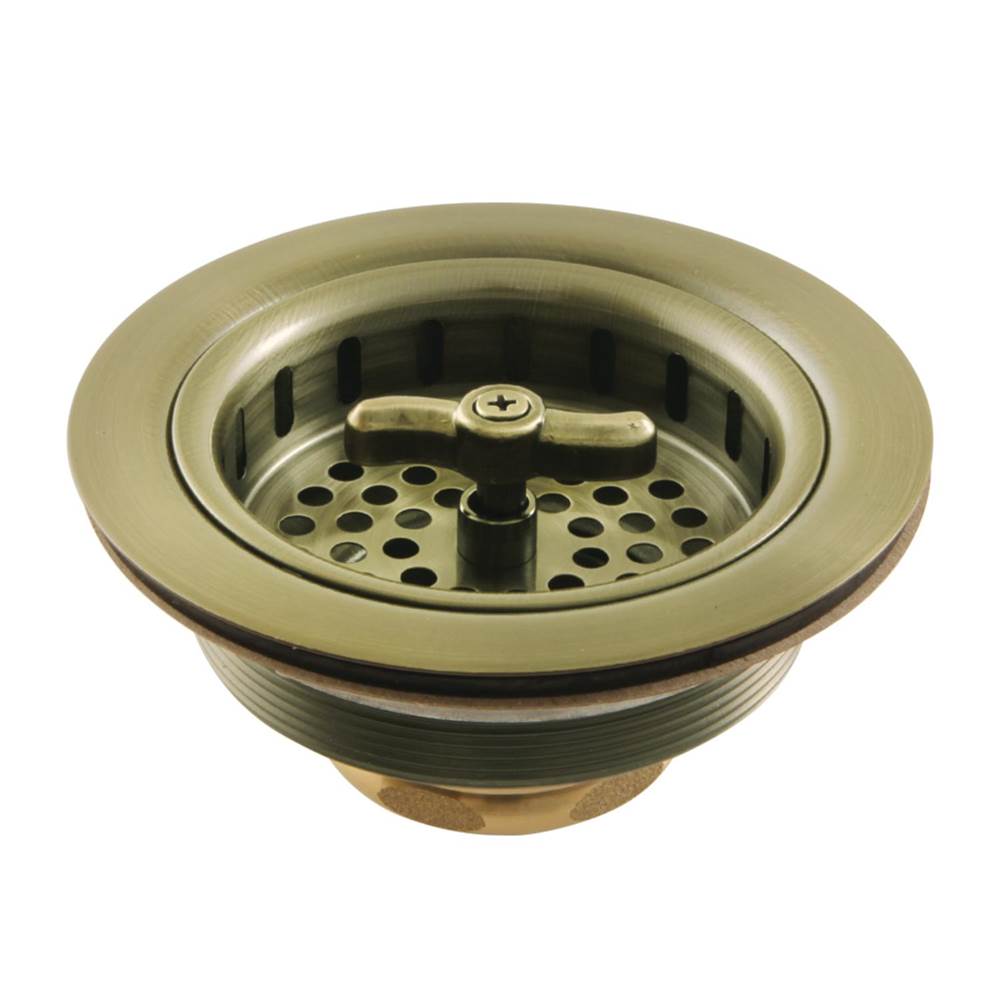 Kingston Brass Tacoma Spin and Seal Sink Basket Strainer, Antique Brass