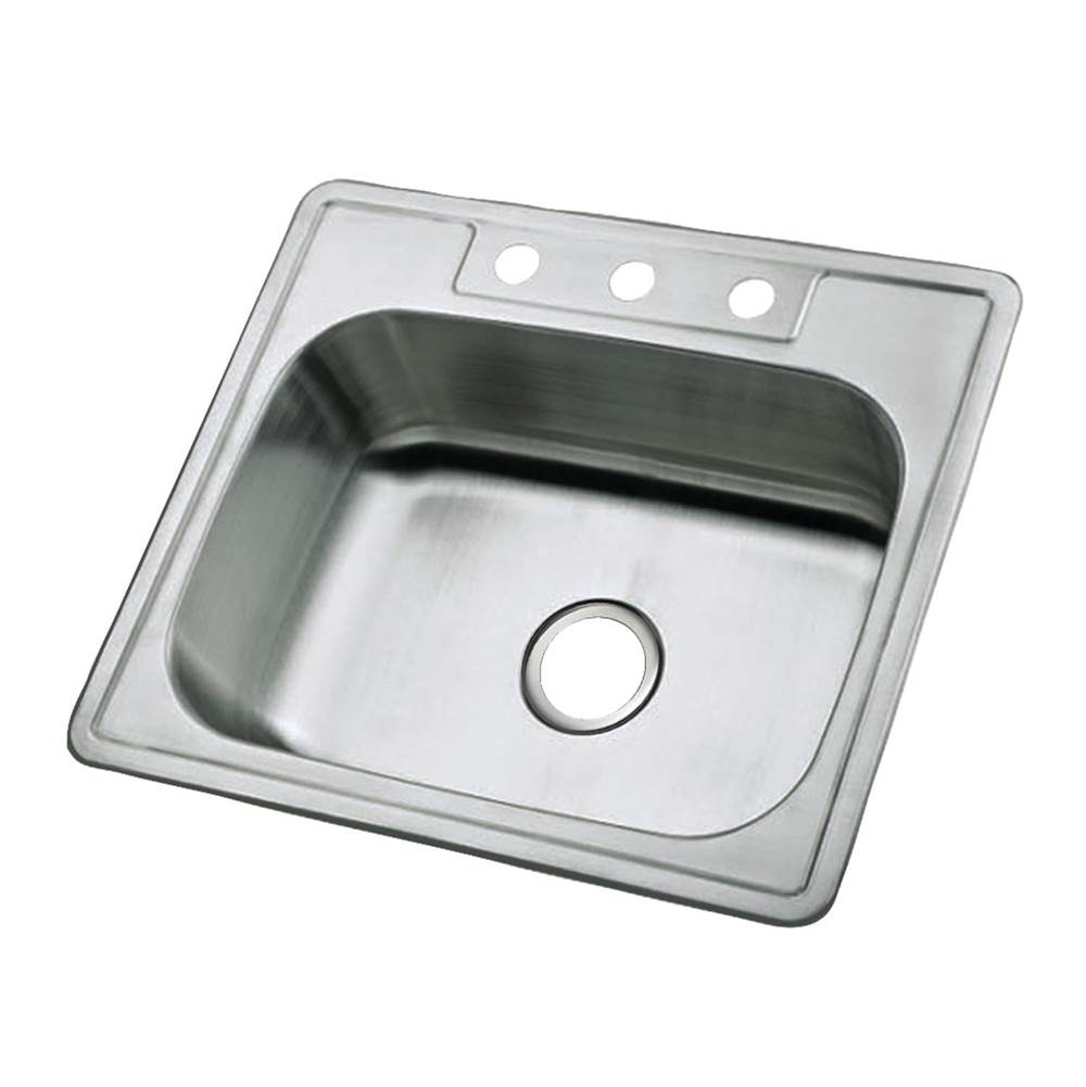 Kingston Brass Gourmetier 25'' Stainless Steel Drop-in Single Bowl Kitchen Sink, Brushed