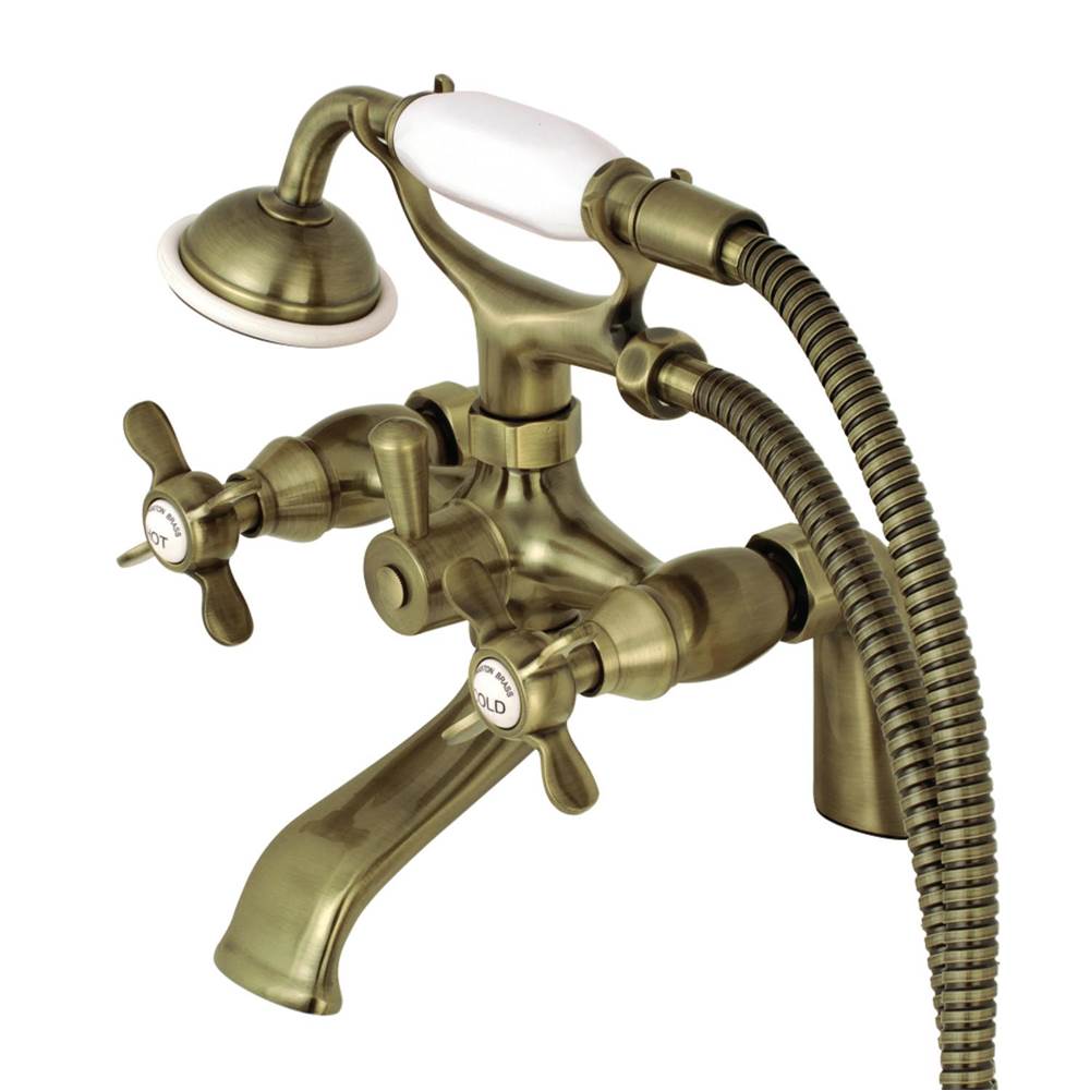Kingston Brass Essex Clawfoot Tub Faucet with Hand Shower, Antique Brass