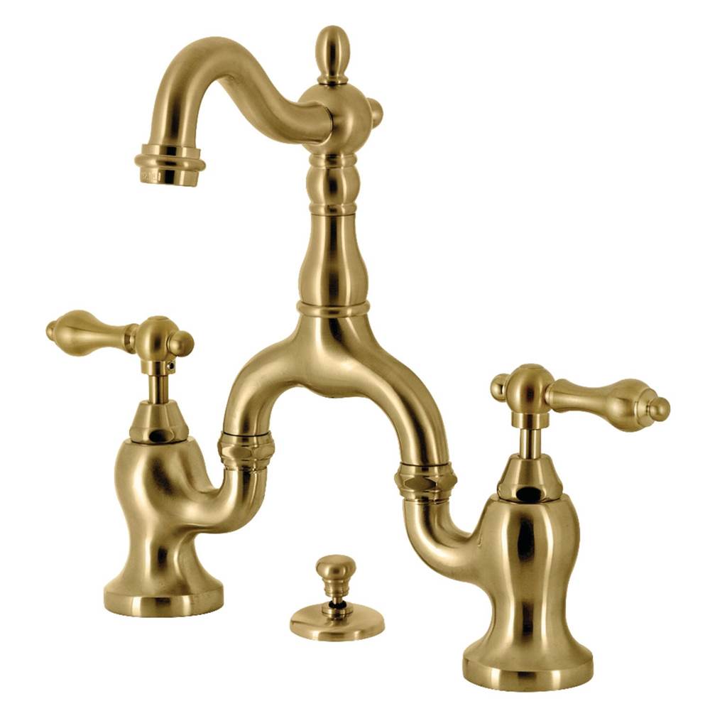 Kingston Brass Kingston Brass KS7977AL English Country Bridge Bathroom Faucet with Brass Pop-Up, Brushed Brass