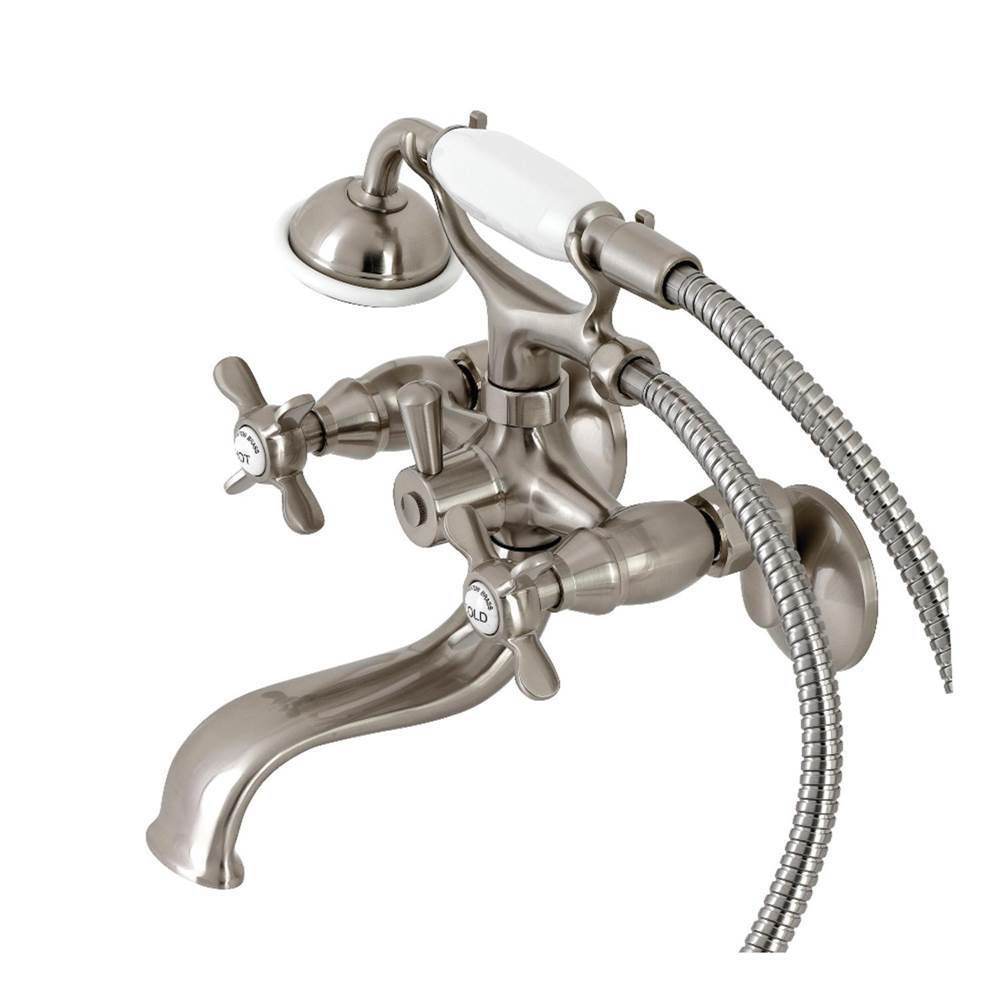 Kingston Brass Essex Wall Mount Clawfoot Tub Faucet with Hand Shower, Brushed Nickel