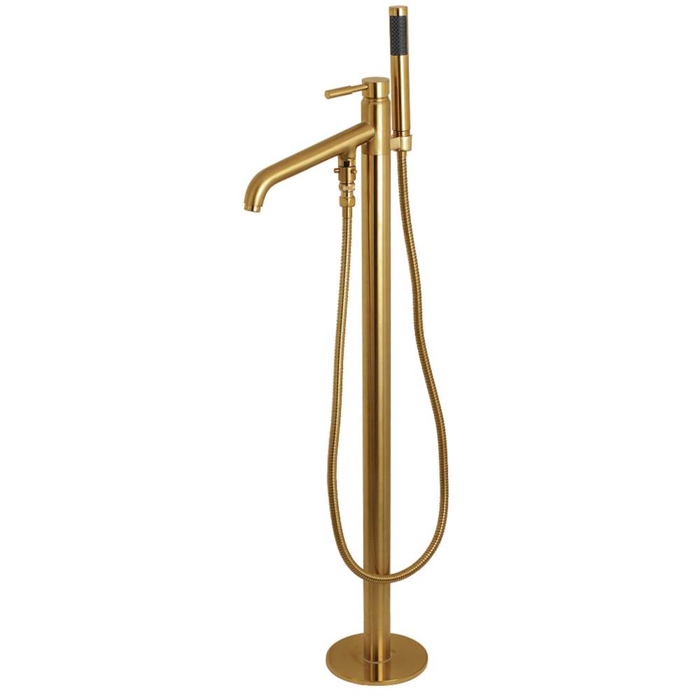 Kingston Brass Concord Freestanding Tub Faucet with Hand Shower, Brushed Brass