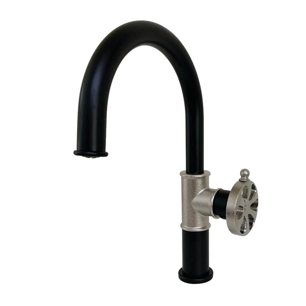 Kingston Brass Eagan Single-Handle Bathroom Faucet with Push Pop-Up, Matte Black/Polished Nickel