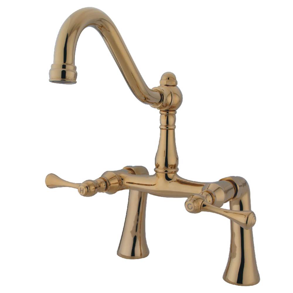 Kingston Brass Restoration 7-Inch Center Deck Mount Clawfoot Tub Faucet, Polished Brass