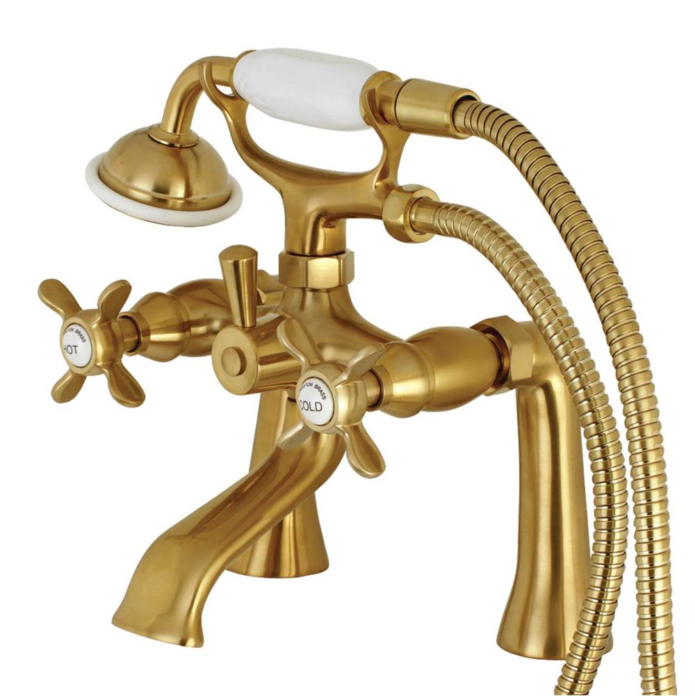 Kingston Brass Essex Clawfoot Tub Faucet with Hand Shower, Brushed Brass