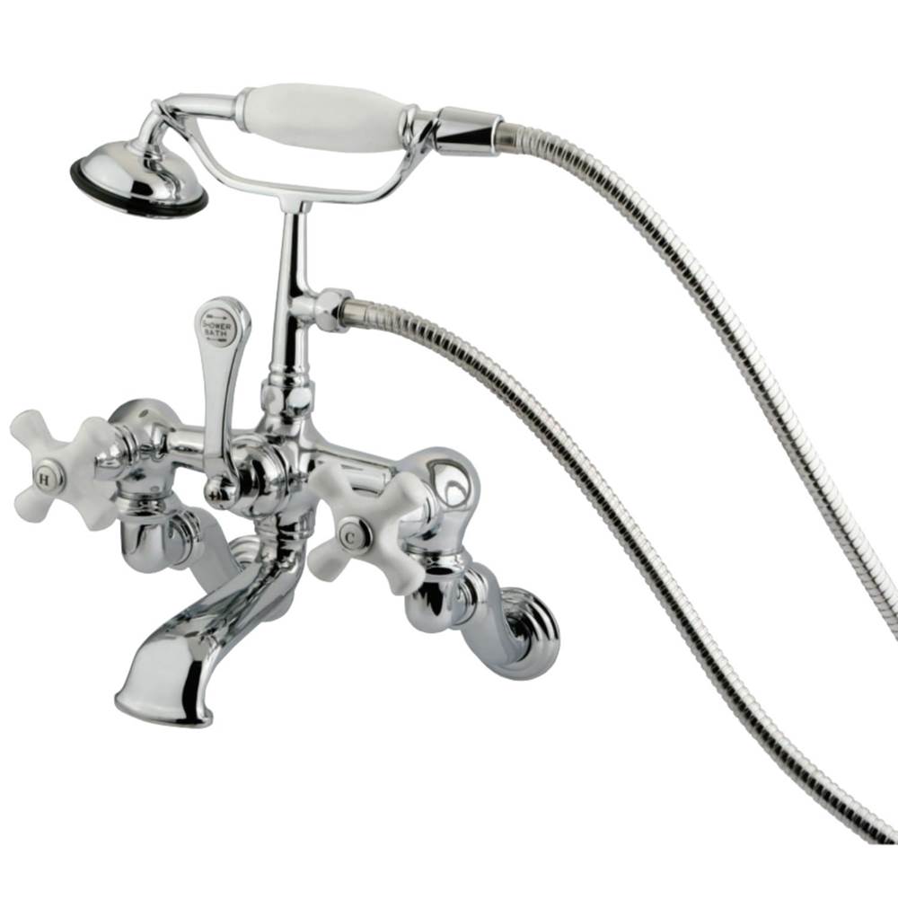 Kingston Brass Vintage Wall Mount Clawfoot Tub Faucet with Hand Shower, Polished Chrome