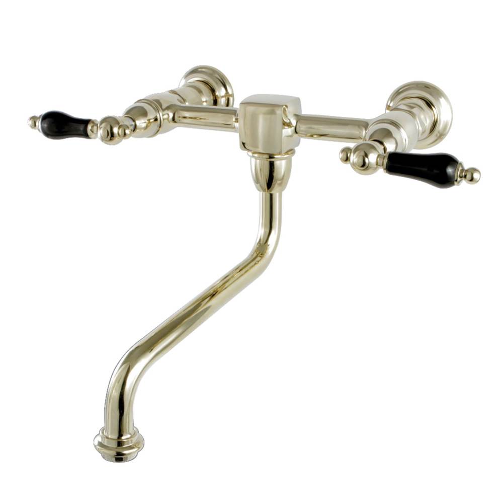 Kingston Brass Duchess Wall Mount Bathroom Faucet, Polished Brass