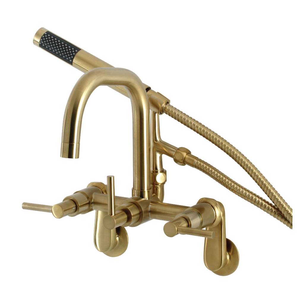 Kingston Brass Aqua Vintage Concord Wall Mount Clawfoot Tub Faucet, Brushed Brass