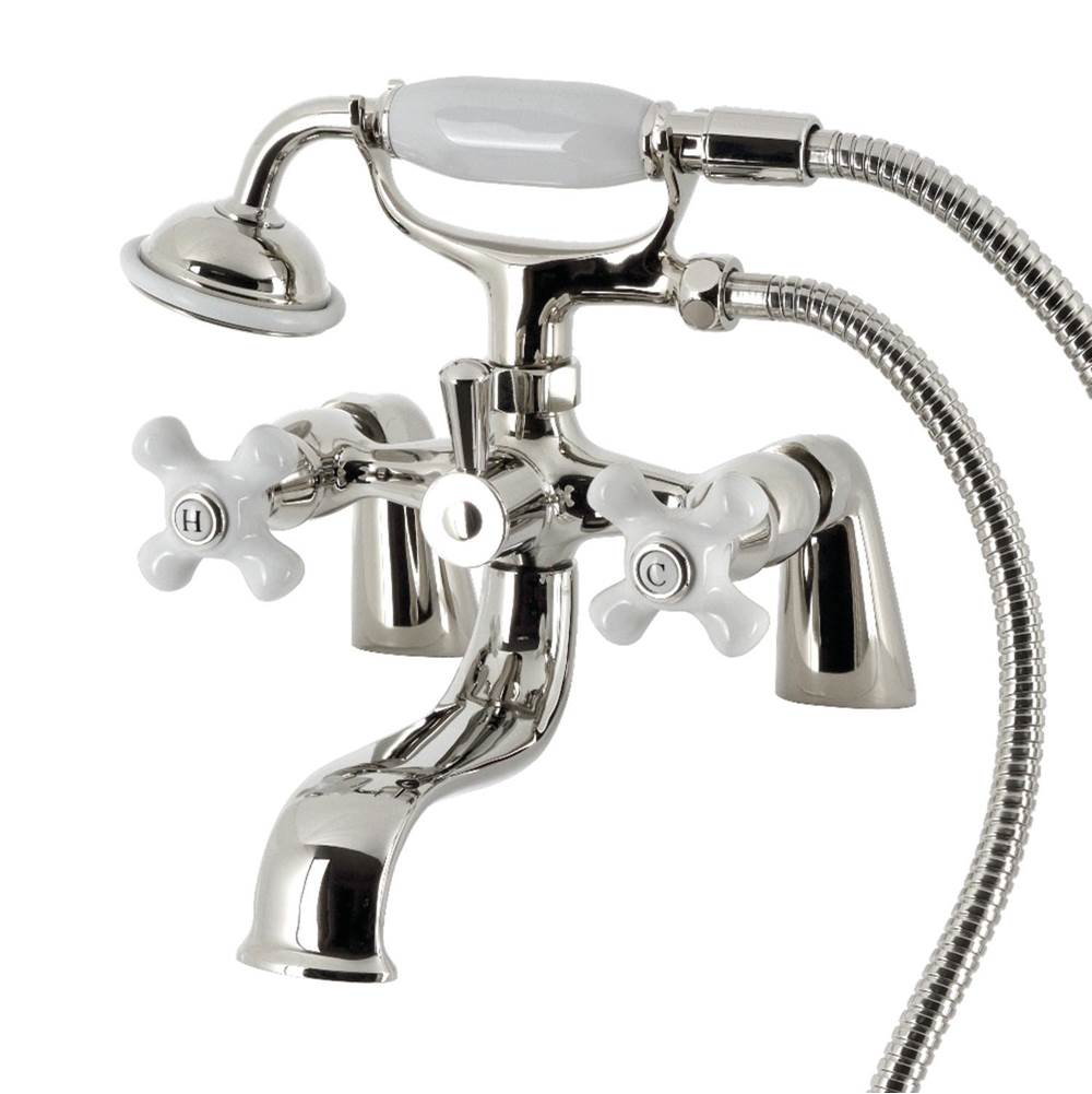 Kingston Brass Kingston Brass KS227PXPN Kingston Deck Mount Clawfoot Tub Faucet with Hand Shower, Polished Nickel