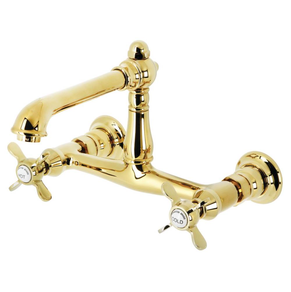 Kingston Brass Essex Wall Mount Bathroom Faucet, Polished Brass