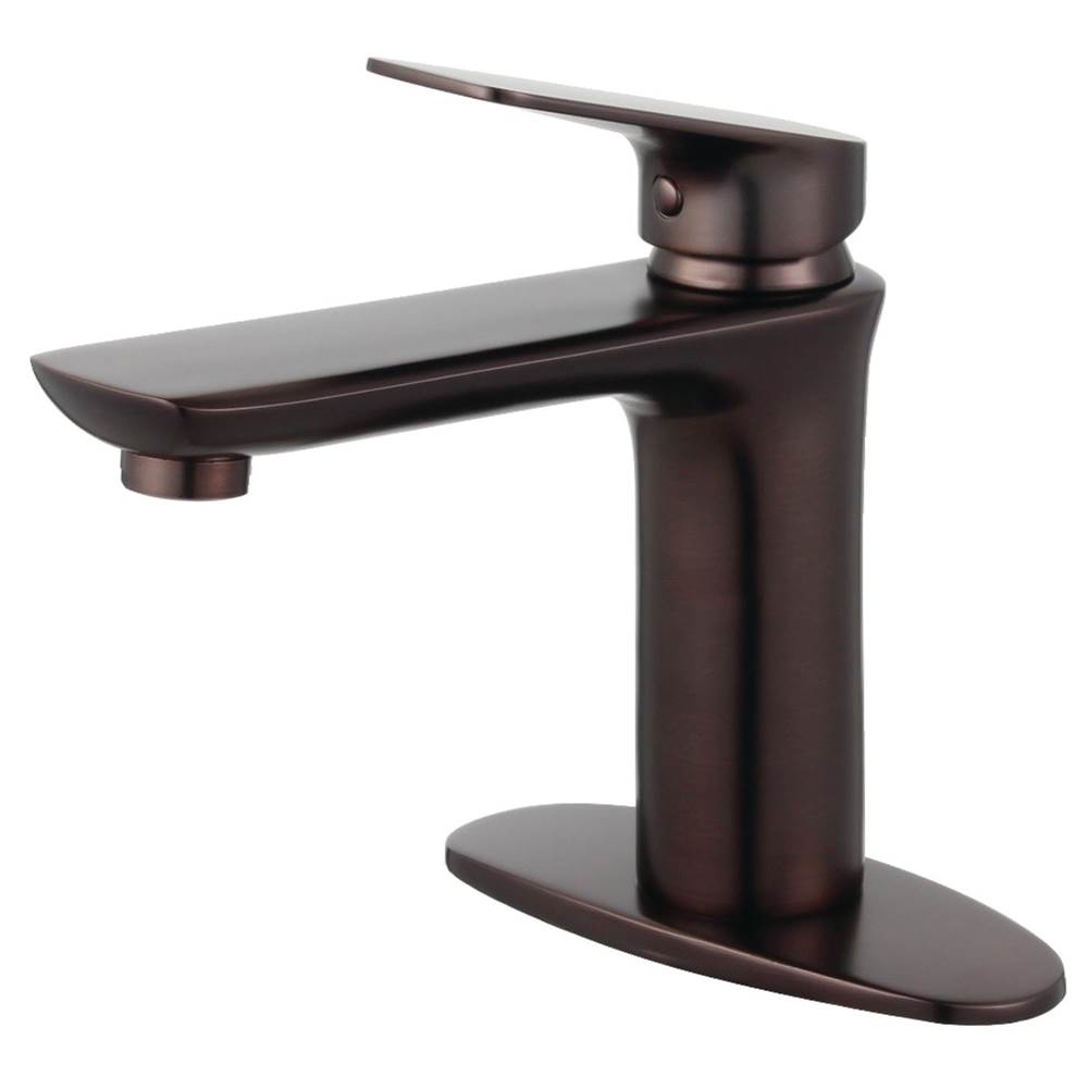 Kingston Brass Fauceture Frankfurt Single-Handle Bathroom Faucet with Deck Plate and Drain, Oil Rubbed Bronze