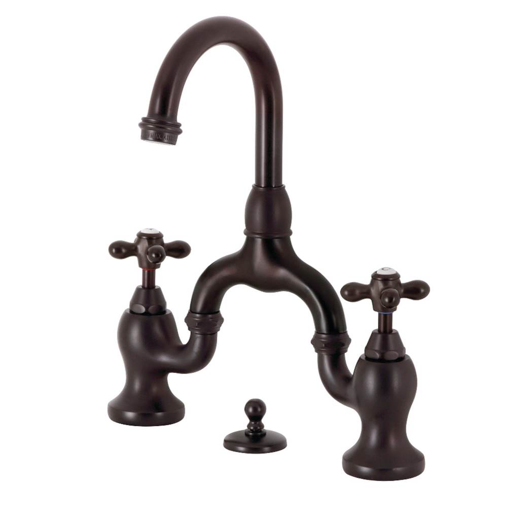 Kingston Brass Kingston Brass KS7995AX English Country Bridge Bathroom Faucet with Brass Pop-Up, Oil Rubbed Bronze