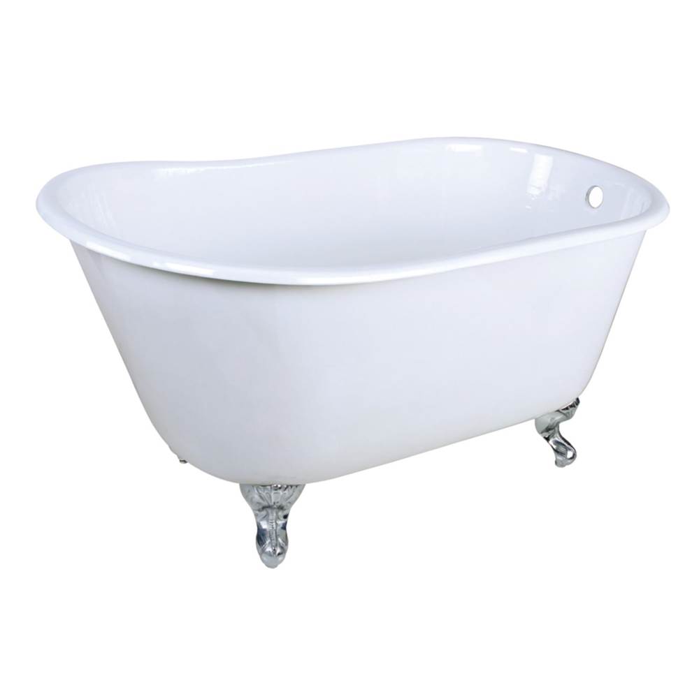 Kingston Brass Aqua Eden VCTND4828NT1 Onamia 48-Inch Cast Iron Slipper Clawfoot Tub without Faucet Drillings, White/Polished Chrome