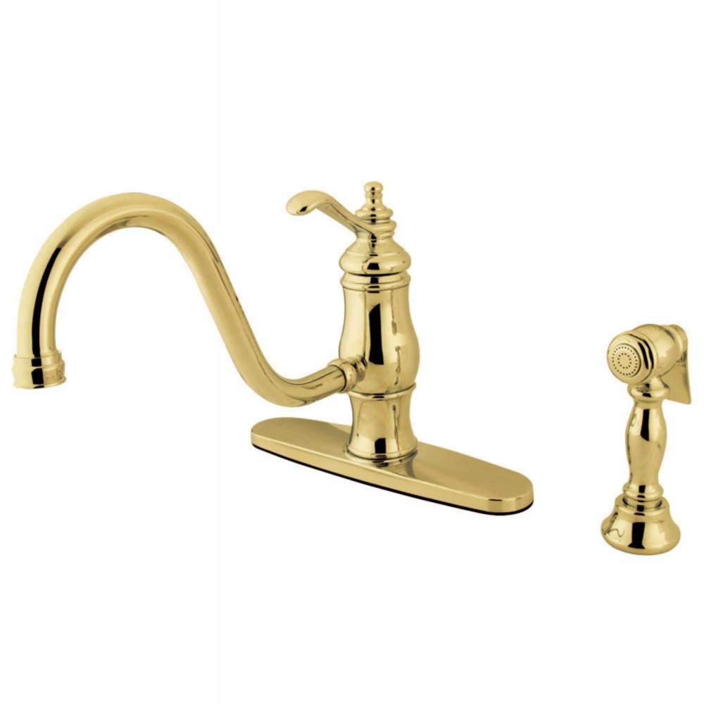 Kingston Brass Single-Handle Kitchen Faucet, Polished Brass