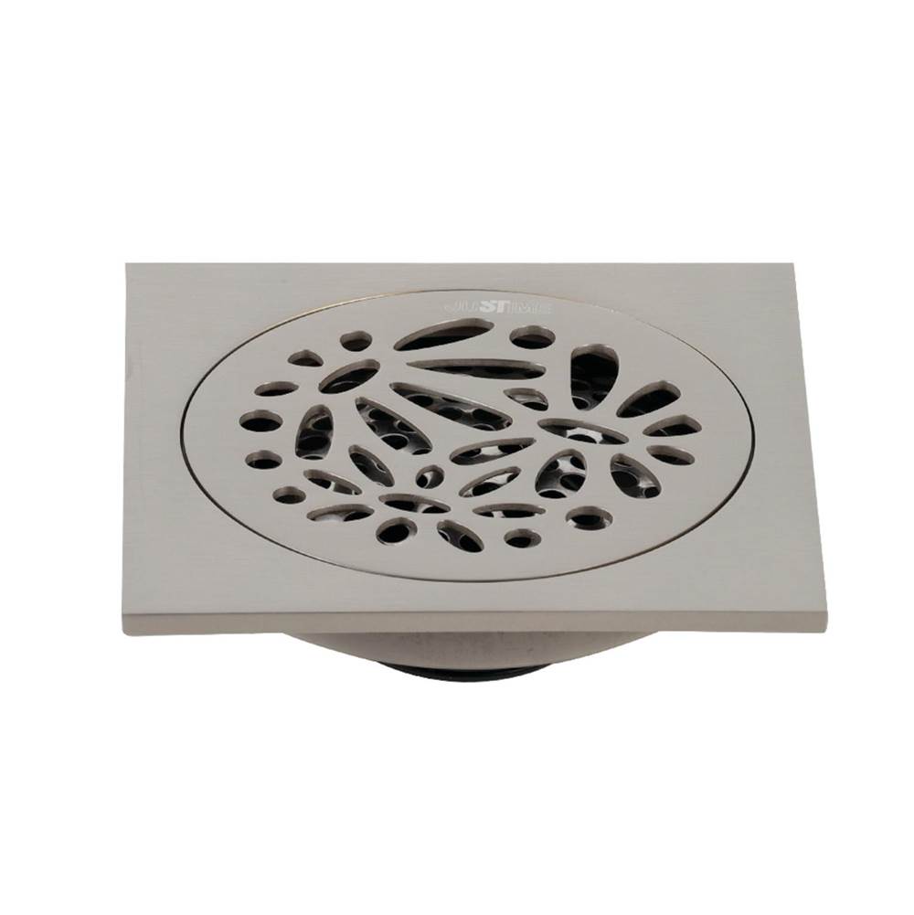 Kingston Brass Watercourse Floral 4'' Square Grid Shower Drain, Brushed Nickel