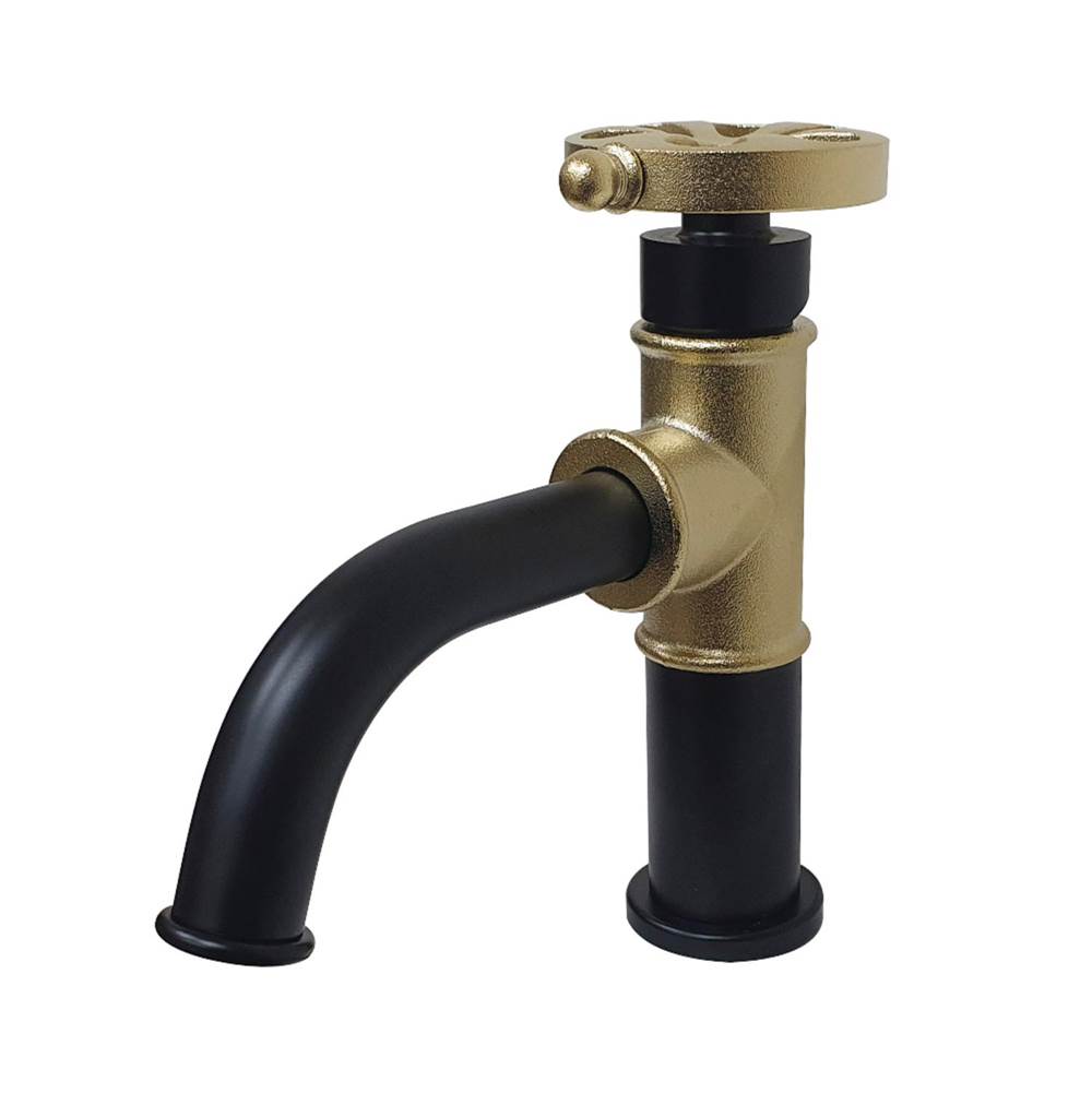 Kingston Brass Belknap Single-Handle Bathroom Faucet with Push Pop-Up, Matte Black/Polished Brass
