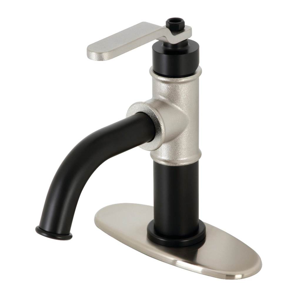 Kingston Brass Whitaker Single-Handle Bathroom Faucet with Push Pop-Up, Matte Black/Brushed Nickel