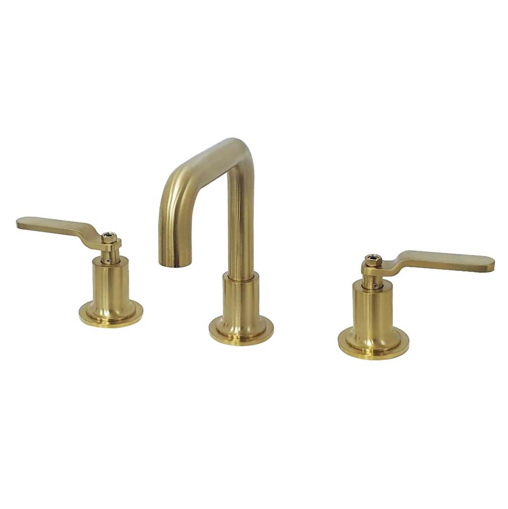Kingston Brass Whitaker Widespread Bathroom Faucet with Push Pop-Up, Brushed Brass