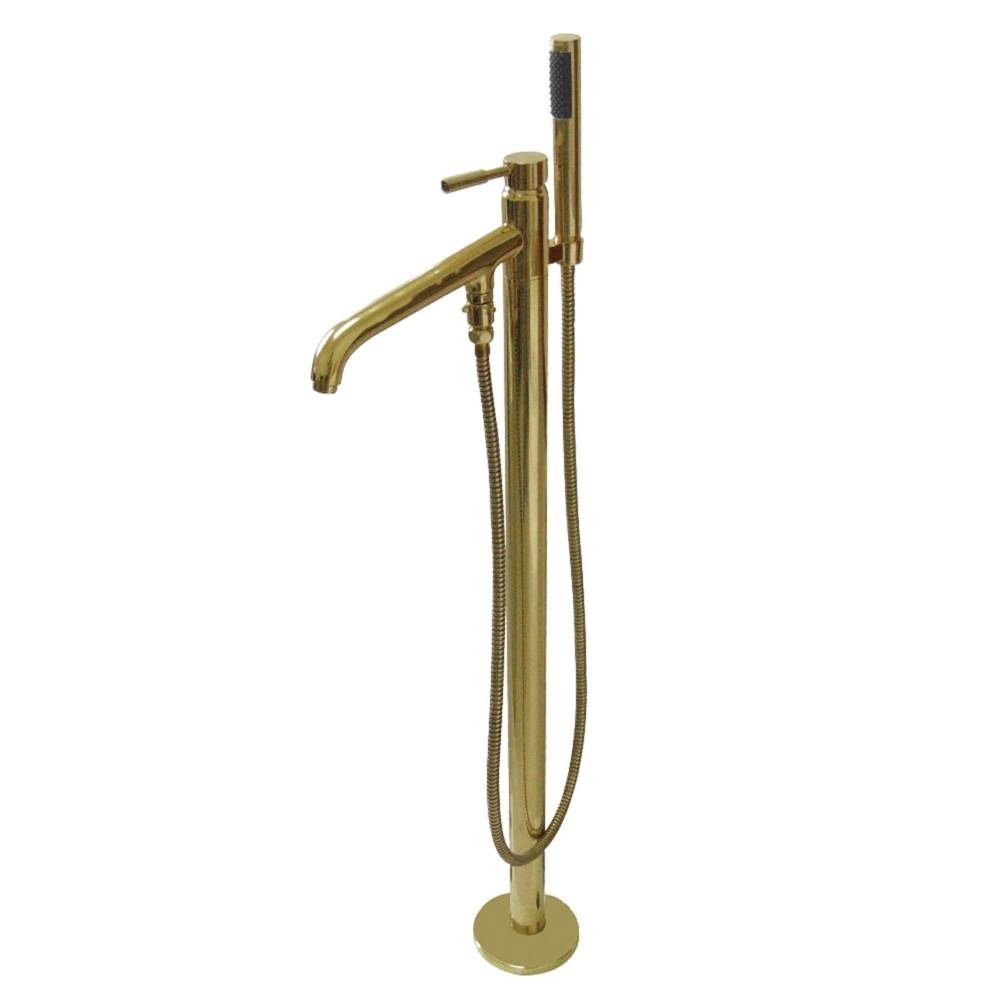 Kingston Brass Concord Freestanding Tub Faucet with Hand Shower, Polished Brass