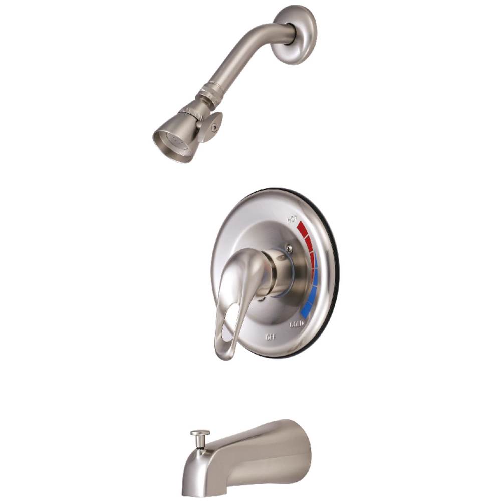Kingston Brass Water Saving Chatham Tub & Shower Faucet with 1.5GPM Showerhead and Single Loop Handle, Brushed Nickel