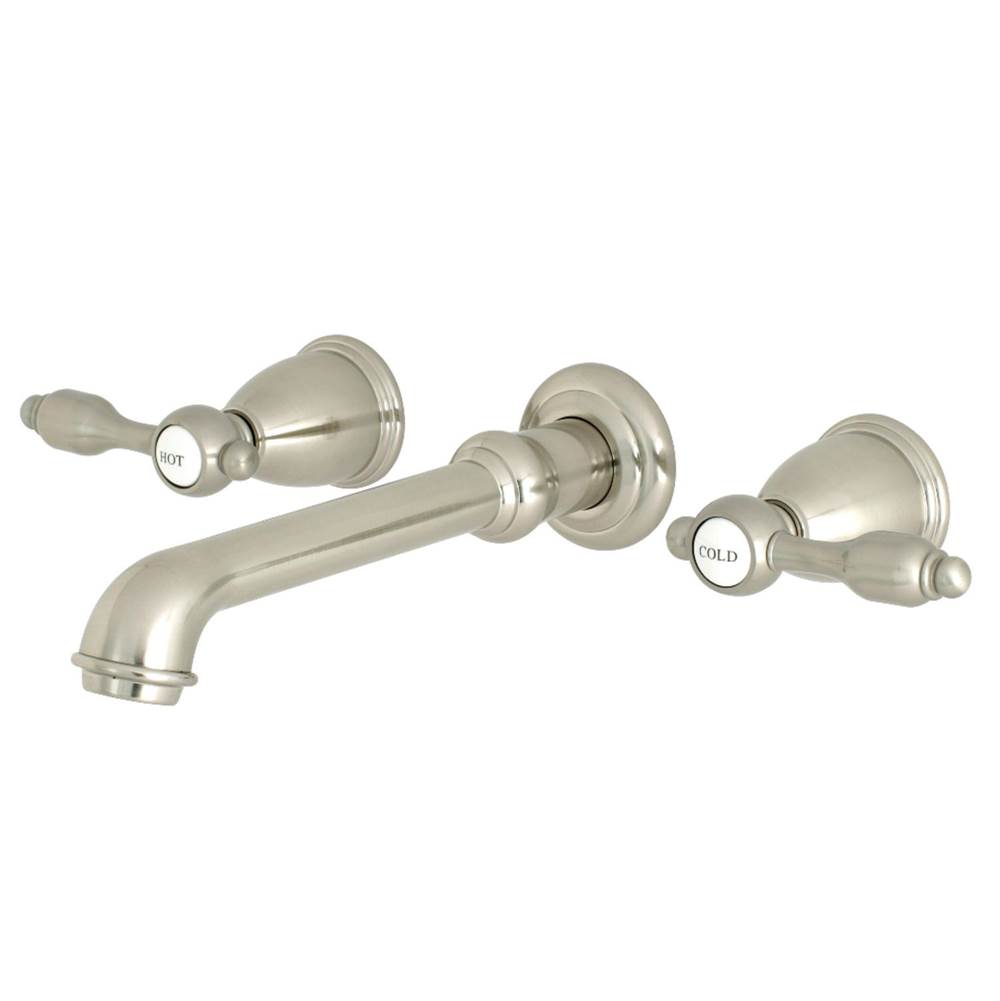 Kingston Brass Tudor Two-Handle Wall Mount Bathroom Faucet, Brushed Nickel