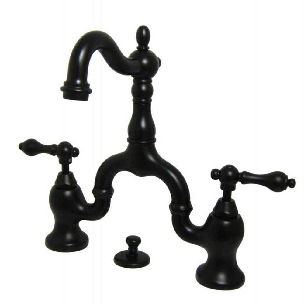Kingston Brass English Country Bridge Bathroom Faucet with Brass Pop-Up, Oil Rubbed Bronze