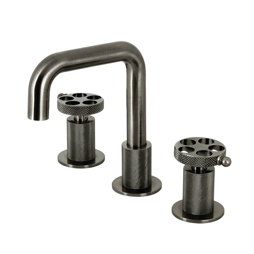 Kingston Brass Kingston Brass KS141BSSRKX Webb Widespread Bathroom Faucet with Push Pop-Up, Black Stainless