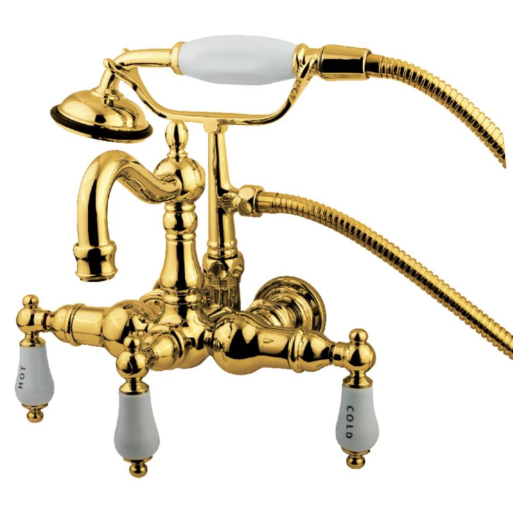 Kingston Brass Vintage 3-3/8-Inch Wall Mount Tub Faucet, Polished Brass