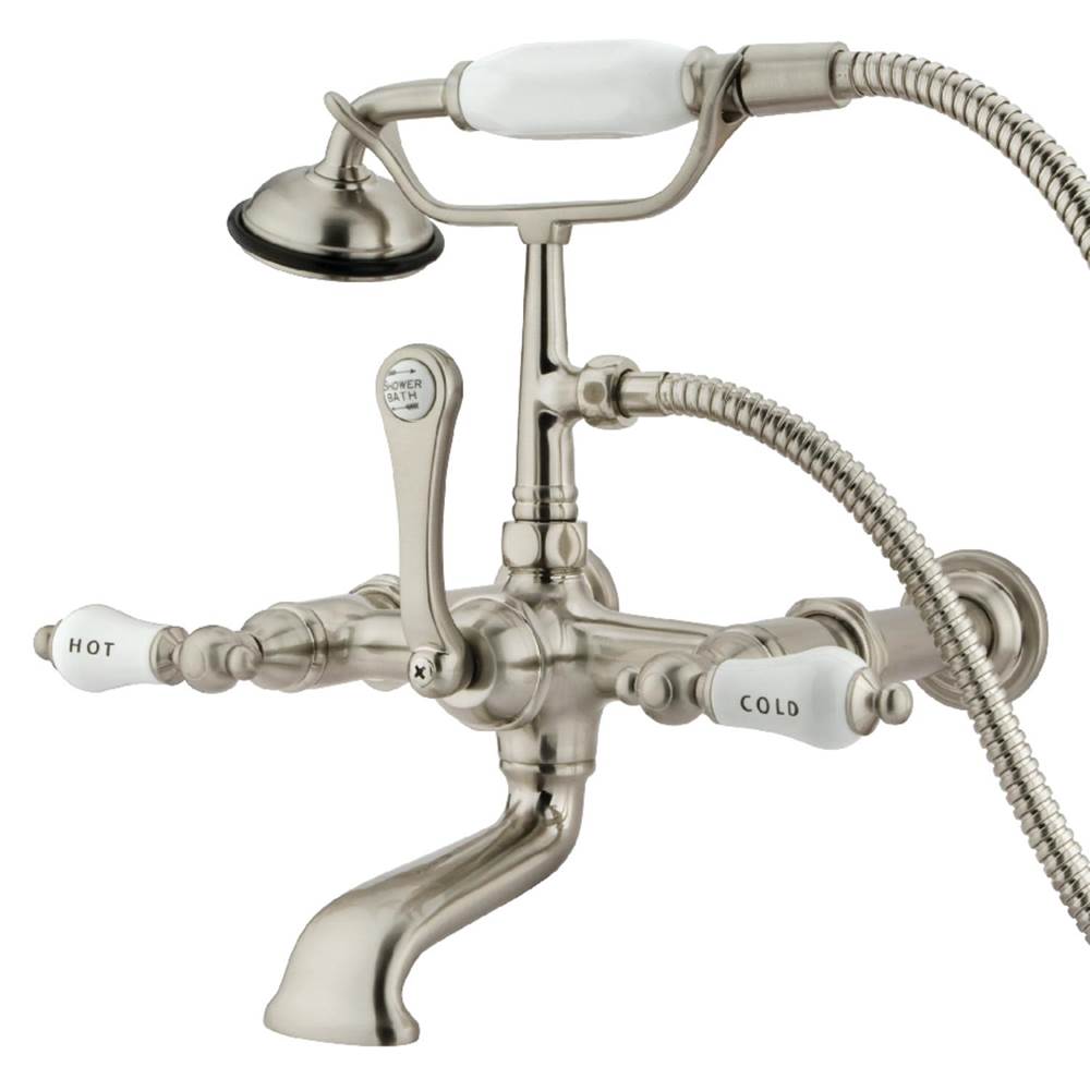 Kingston Brass Vintage 7-Inch Wall Mount Tub Faucet with Hand Shower, Brushed Nickel