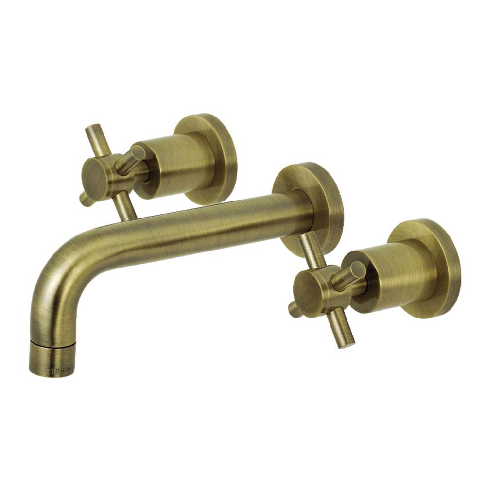 Kingston Brass Concord 2-Handle Wall Mount Bathroom Faucet, Antique Brass