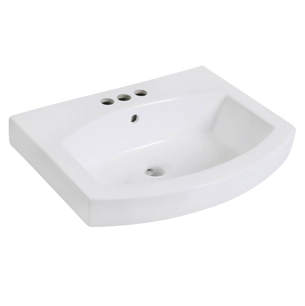 Kingston Brass Fauceture EV2418W34 Inflection 24'' Ceramic Bathroom Sink (4-Inch, 3-Hole), White