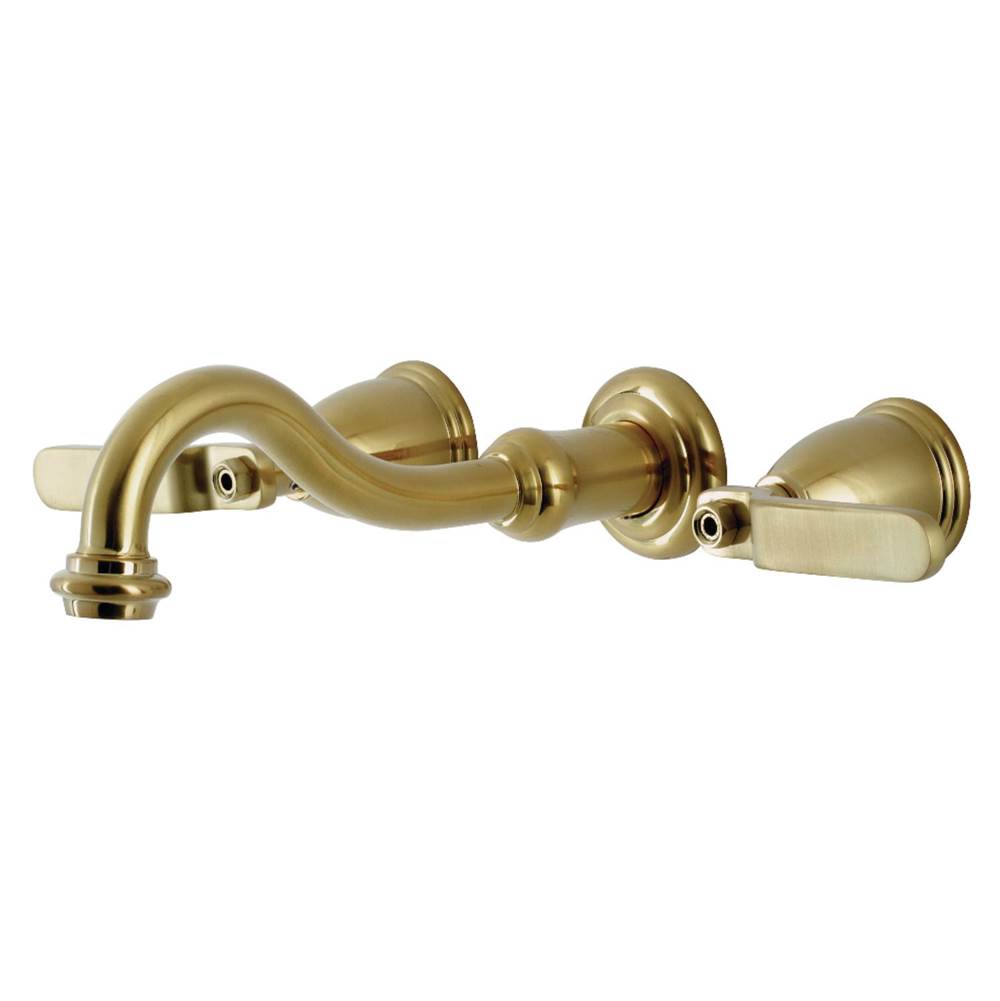 Kingston Brass Whitaker Two-Handle Wall Mount Tub Faucet, Brushed Brass