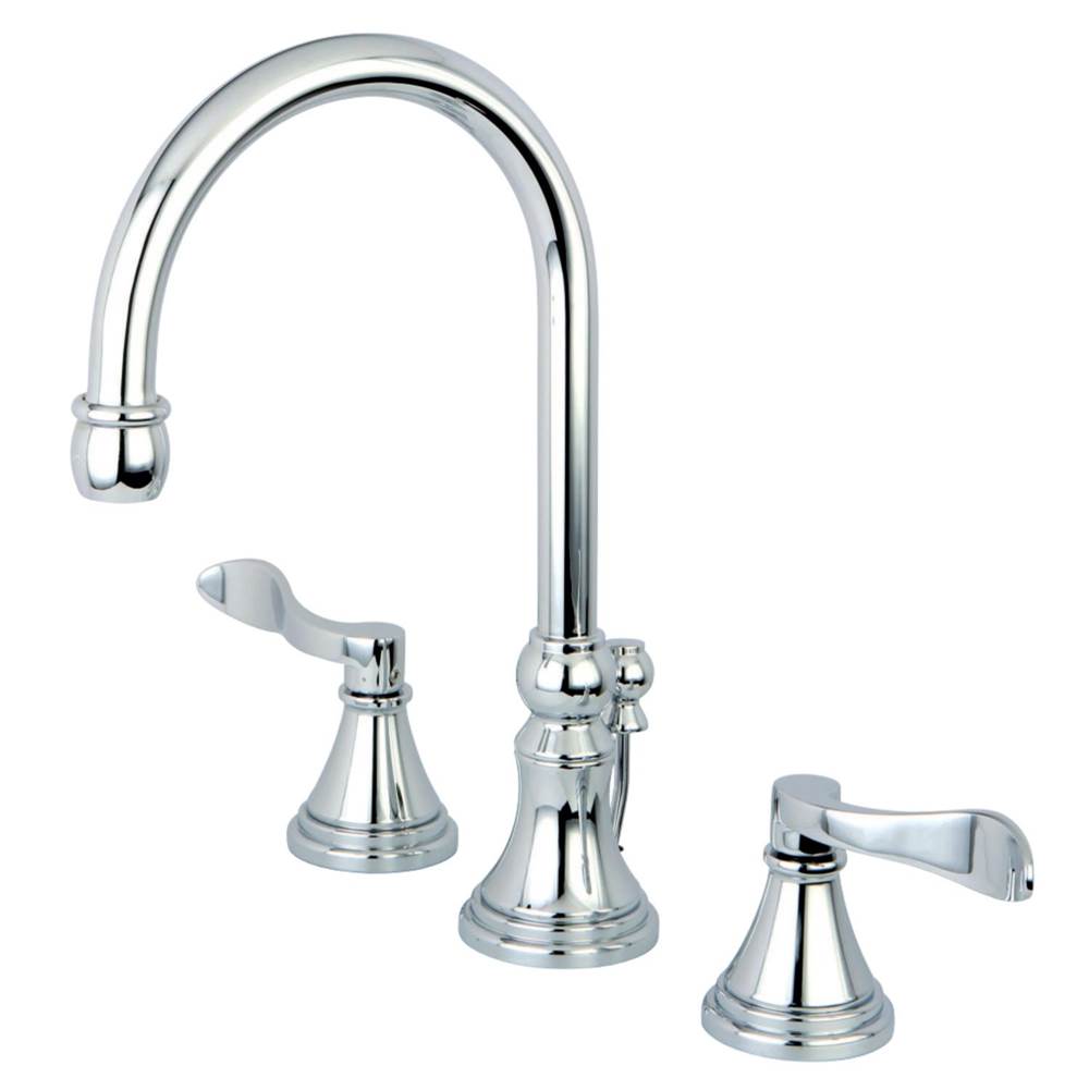 Kingston Brass NuFrench Widespread Bathroom Faucet with Brass Pop-Up, Polished Chrome