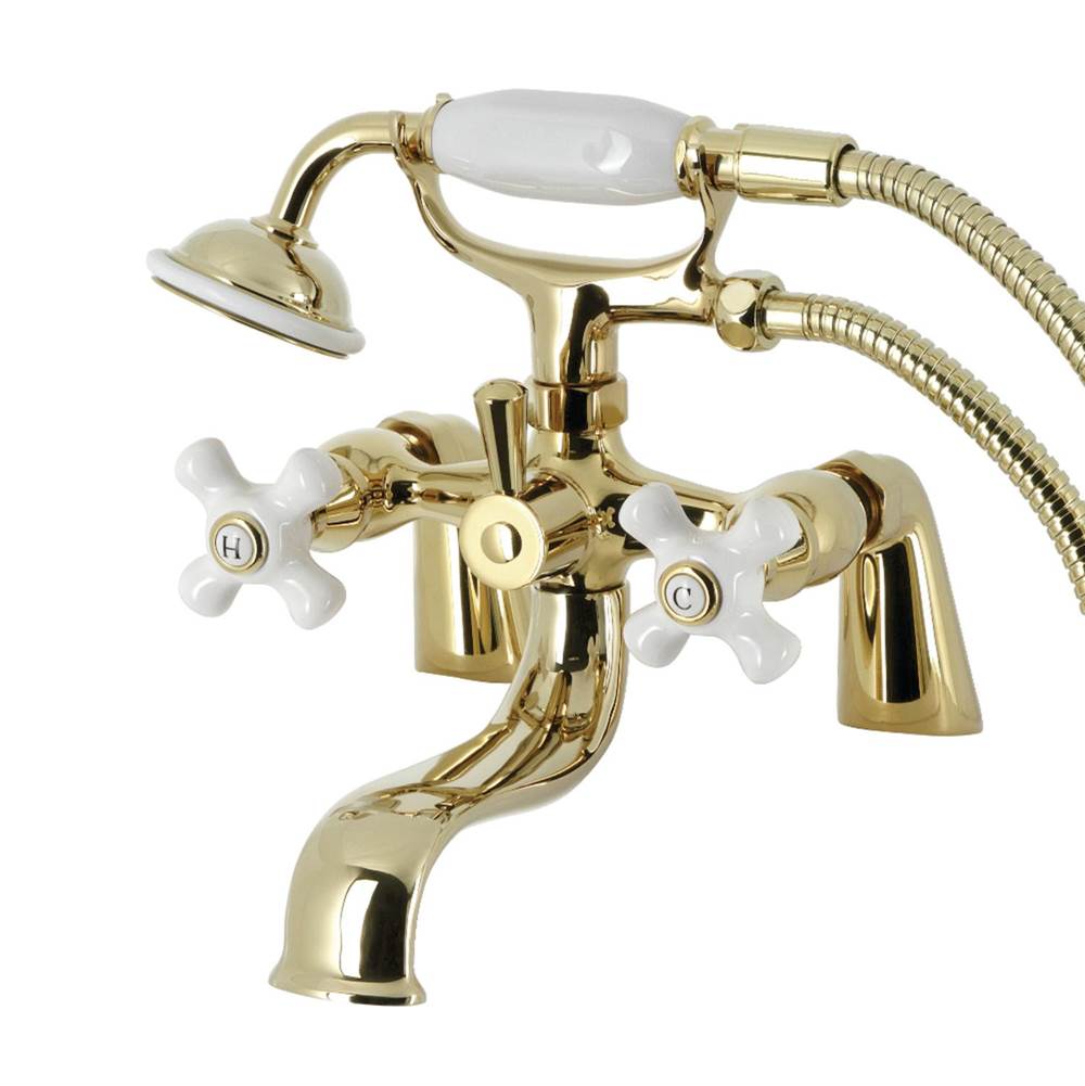 Kingston Brass Kingston Brass KS227PXPB Kingston Deck Mount Clawfoot Tub Faucet with Hand Shower, Polished Brass