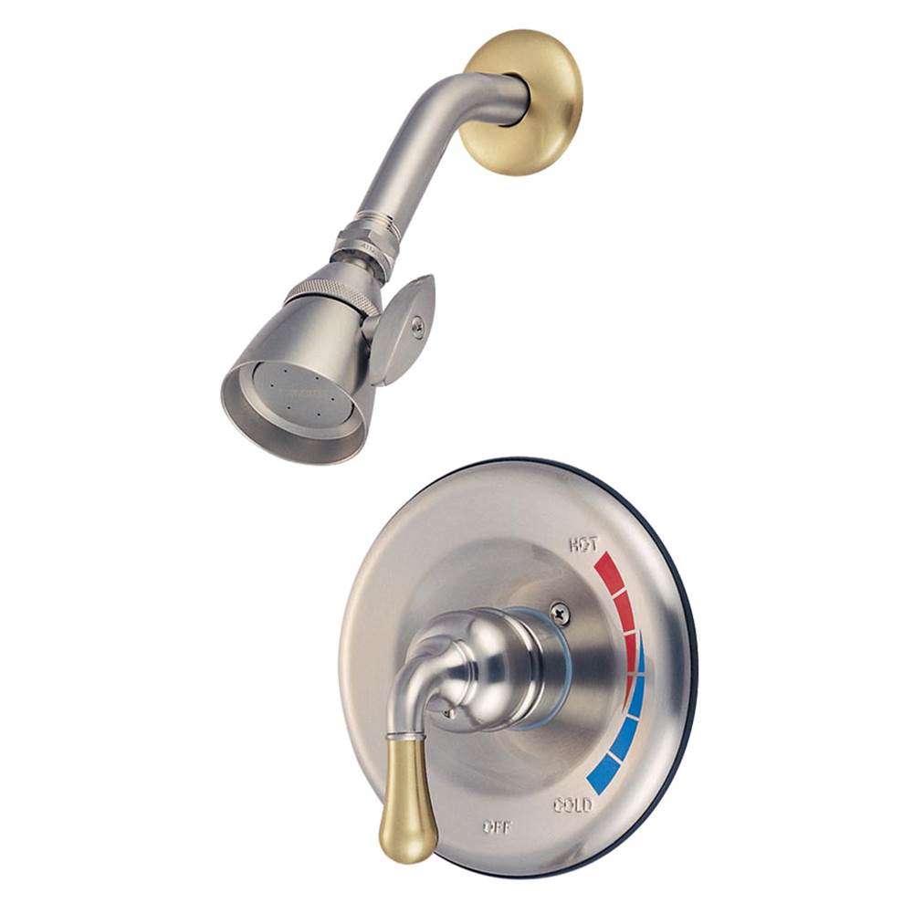 Kingston Brass Single-Handle Shower Faucet, Brushed Nickel/Polished Brass