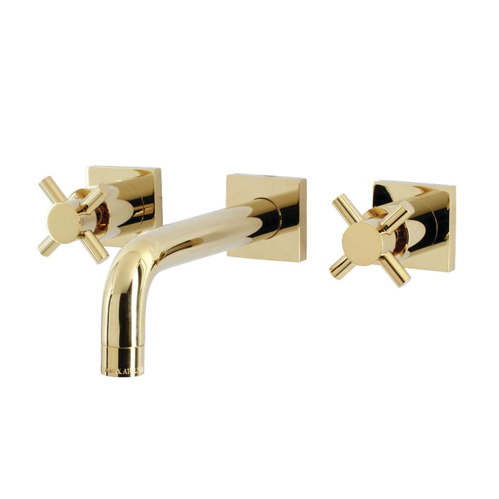 Kingston Brass Concord Two-Handle Wall Mount Bathroom Faucet, Polished Brass