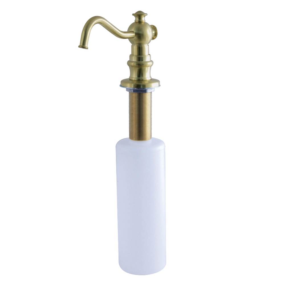 Kingston Brass Curved Nozzle Metal Soap Dispenser, Brushed Brass