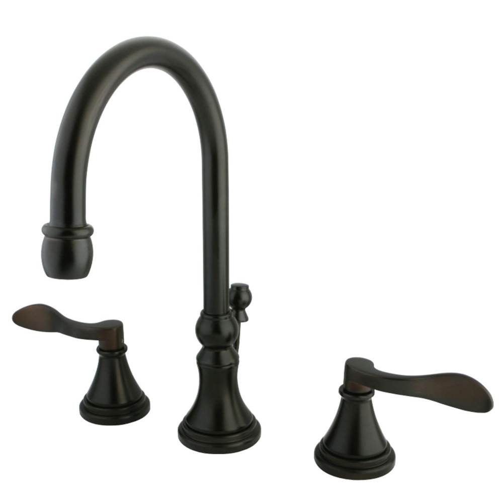 Kingston Brass NuFrench Widespread Bathroom Faucet with Brass Pop-Up, Oil Rubbed Bronze