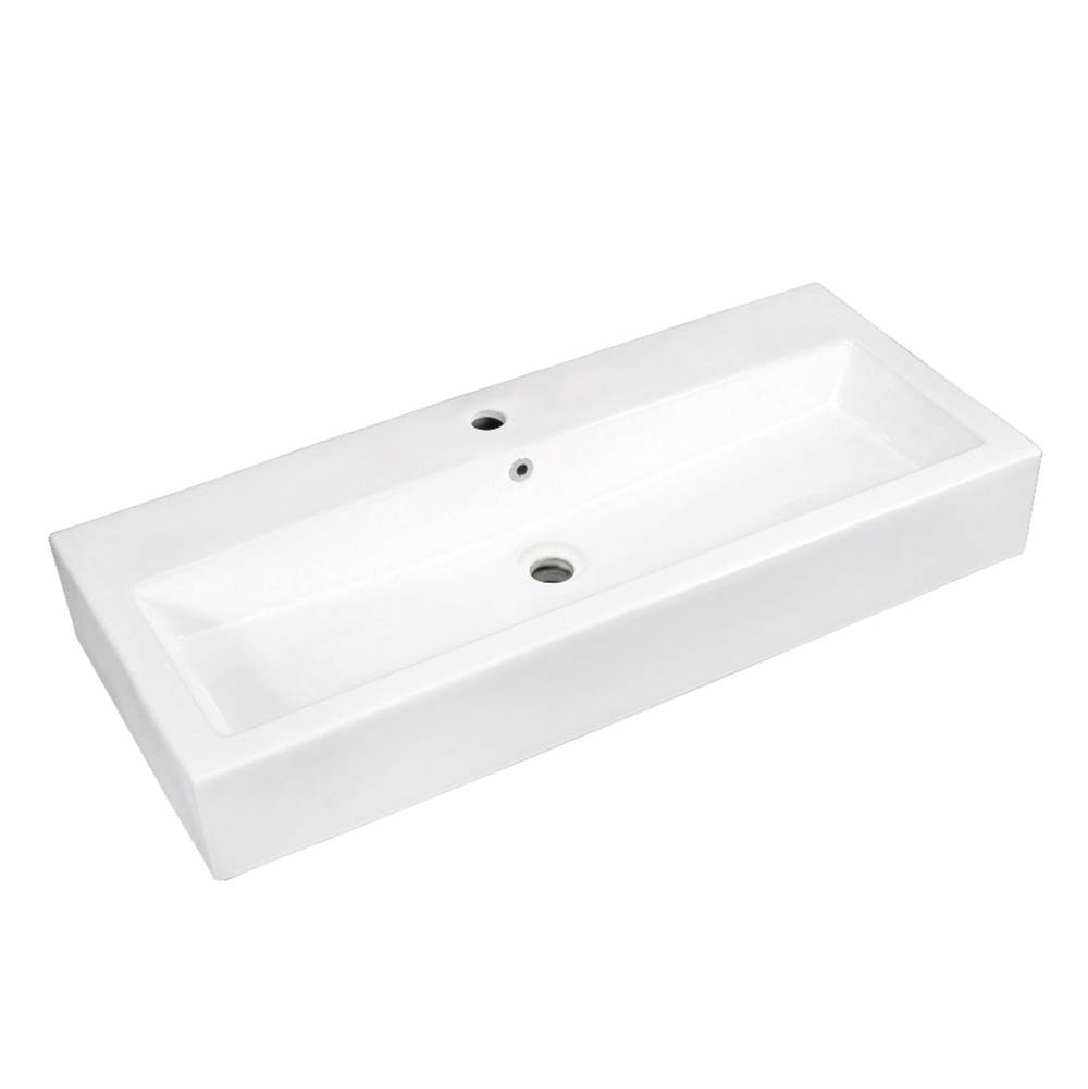 Kingston Brass Fauceture Anne 39-Inch x 17-Inch Rectangular Vessel Sink, White