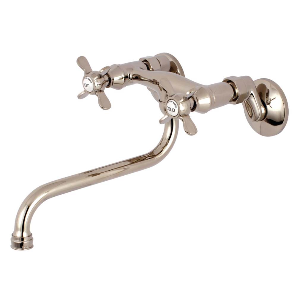 Kingston Brass Essex Two Handle Wall Mount Bathroom Faucet, Polished Nickel