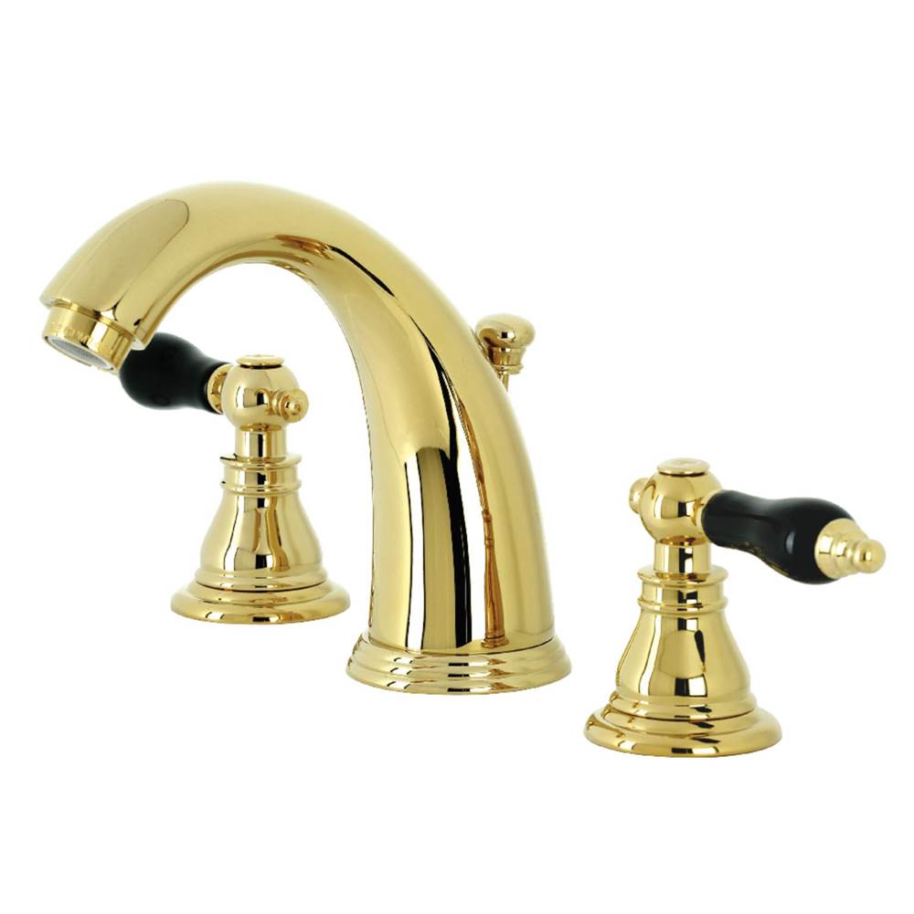 Kingston Brass Duchess Widespread Bathroom Faucet with Plastic Pop-Up, Polished Brass