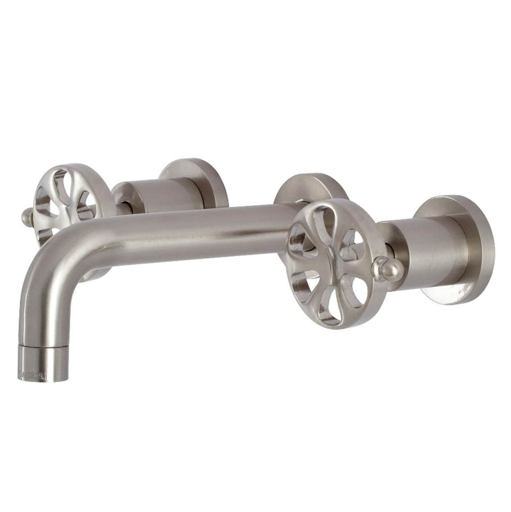 Kingston Brass Belknap Two-Handle Wall Mount Bathroom Faucet, Brushed Nickel