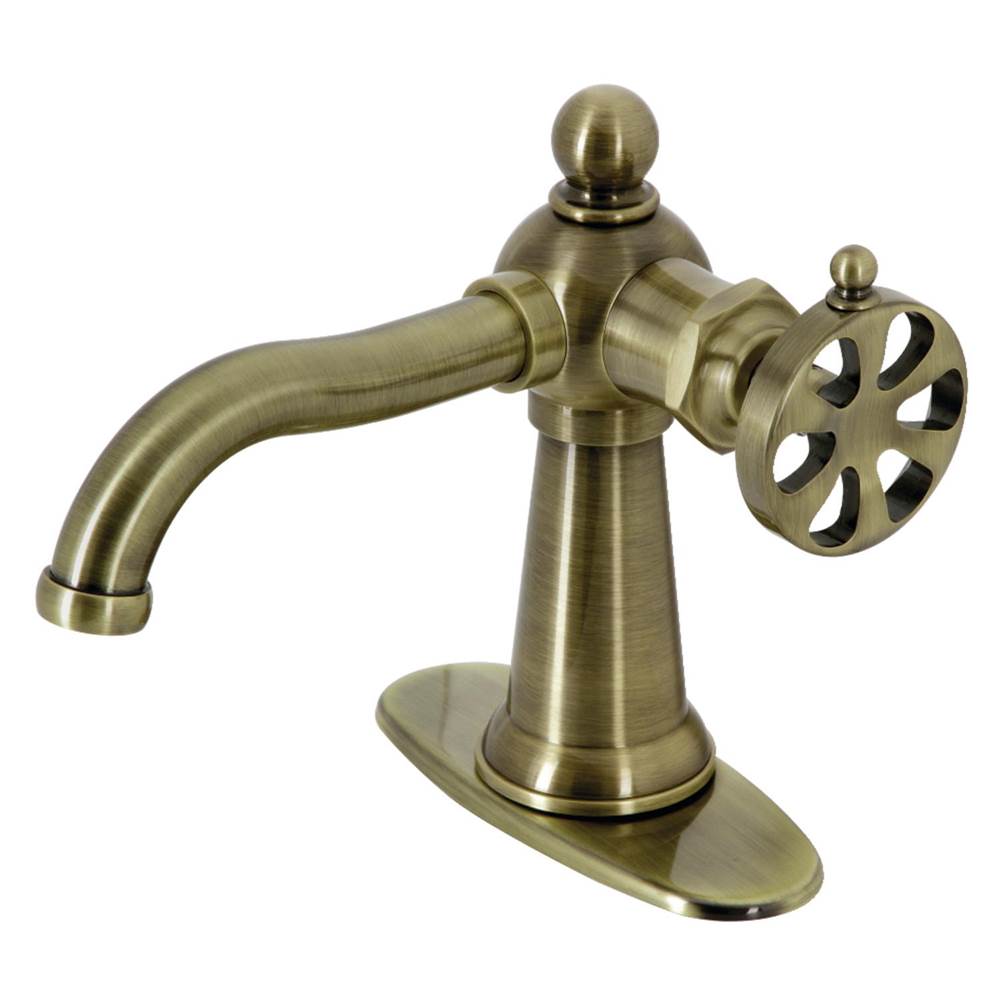 Kingston Brass Belknap Single-Handle Bathroom Faucet with Push Pop-Up, Antique Brass