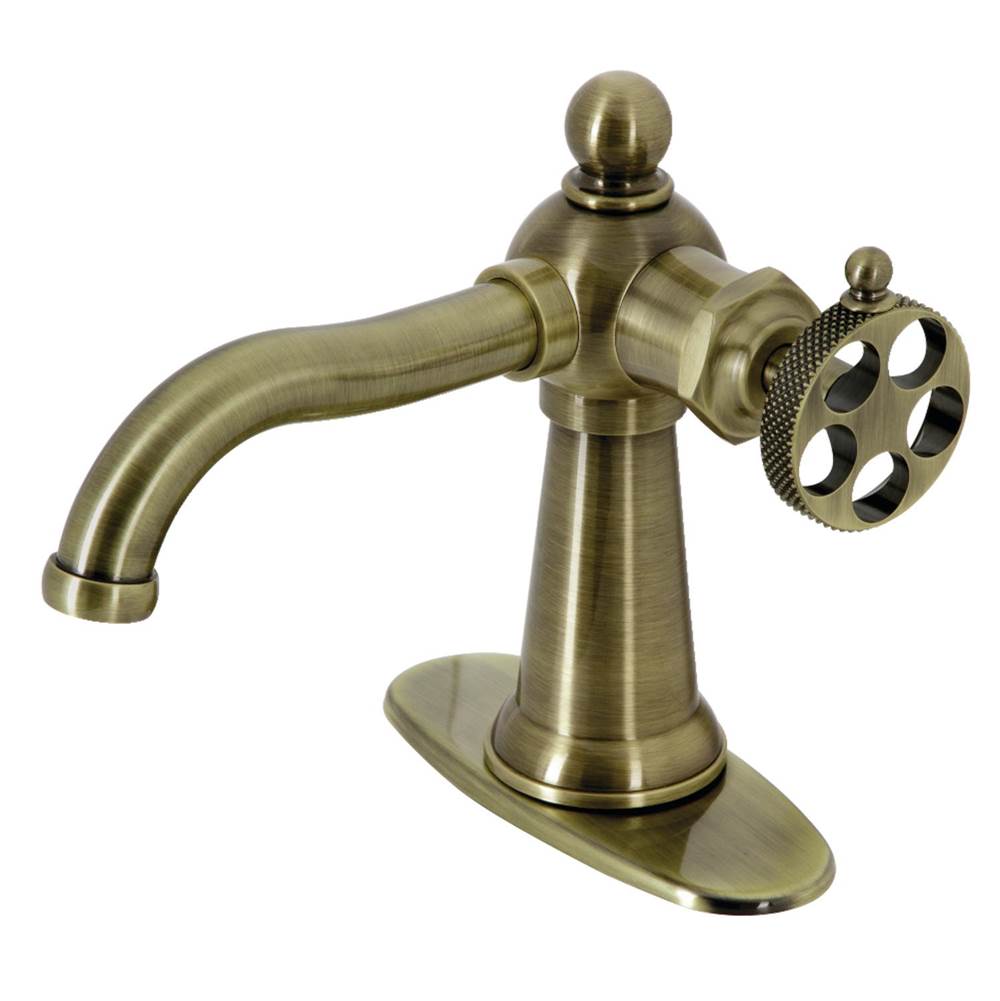 Kingston Brass Webb Single-Handle Bathroom Faucet with Push Pop-Up, Antique Brass