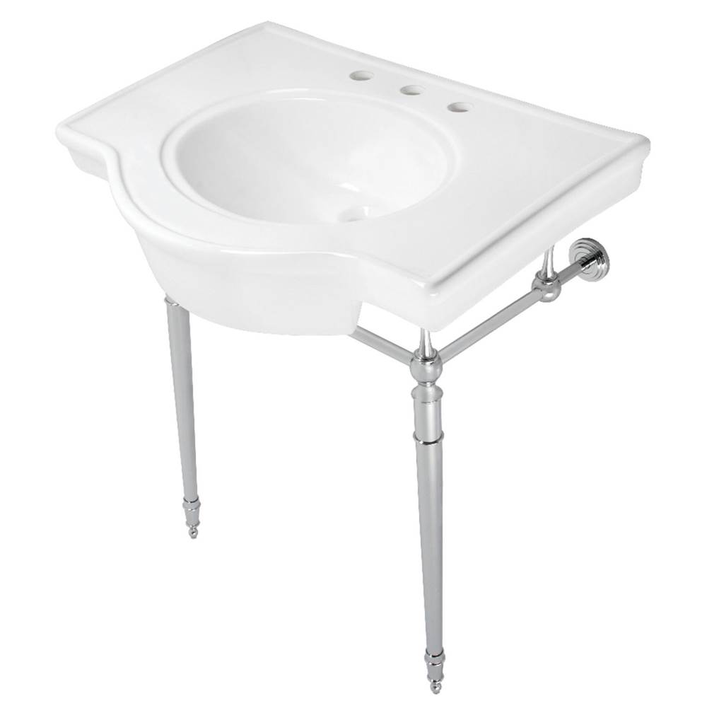 Kingston Brass Fauceture VPB2215331ST Edwardian 31-Inch Console Sink with Brass Legs, White/Chrome