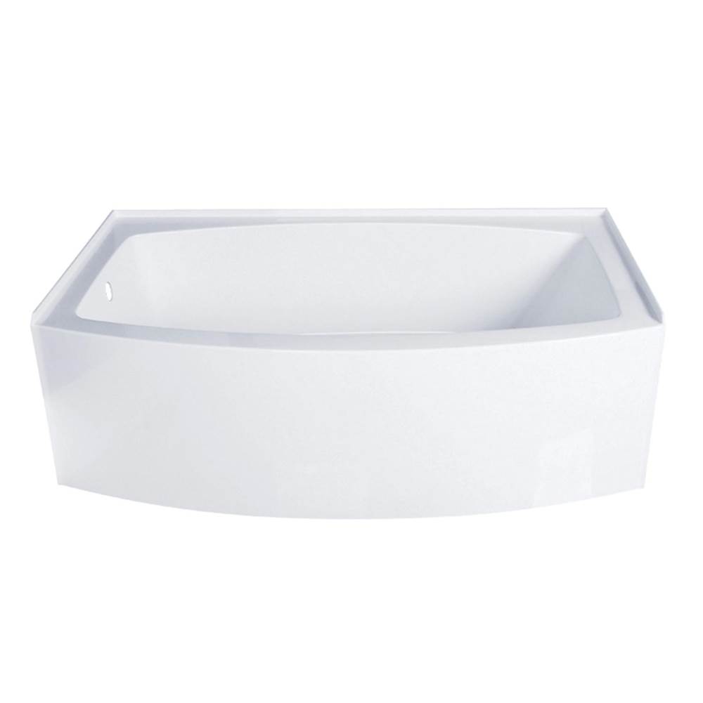 Kingston Brass Aqua Eden Inflection 66'' Acrylic Curved Apron Alcove Tub with Left Hand Drain, Glossy White