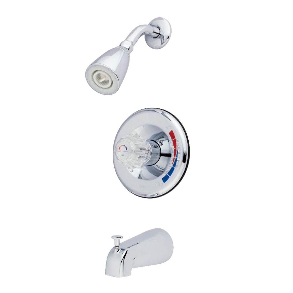 Kingston Brass Water Saving Chatham Tub & Shower Faucet with Single Acrylic Handle, Polished Chrome