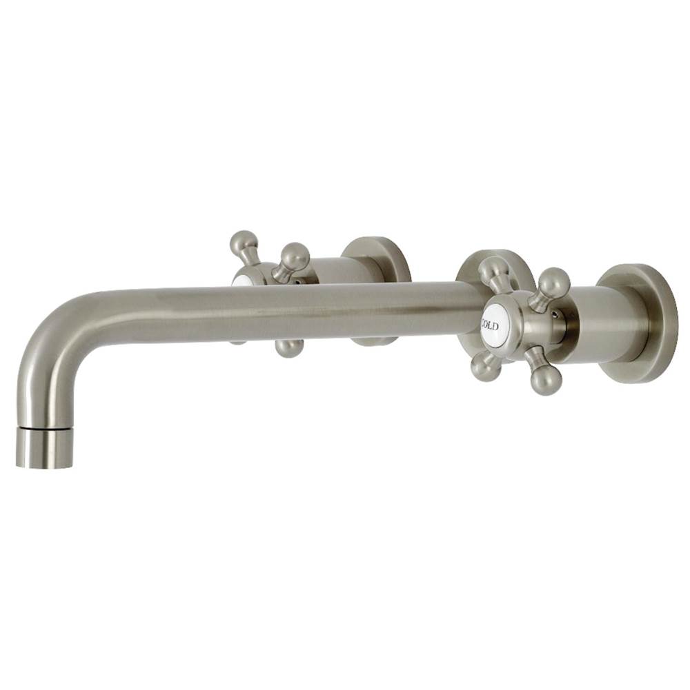 Kingston Brass Metropolitan Two-Handle Wall Mount Tub Faucet, Brushed Nickel